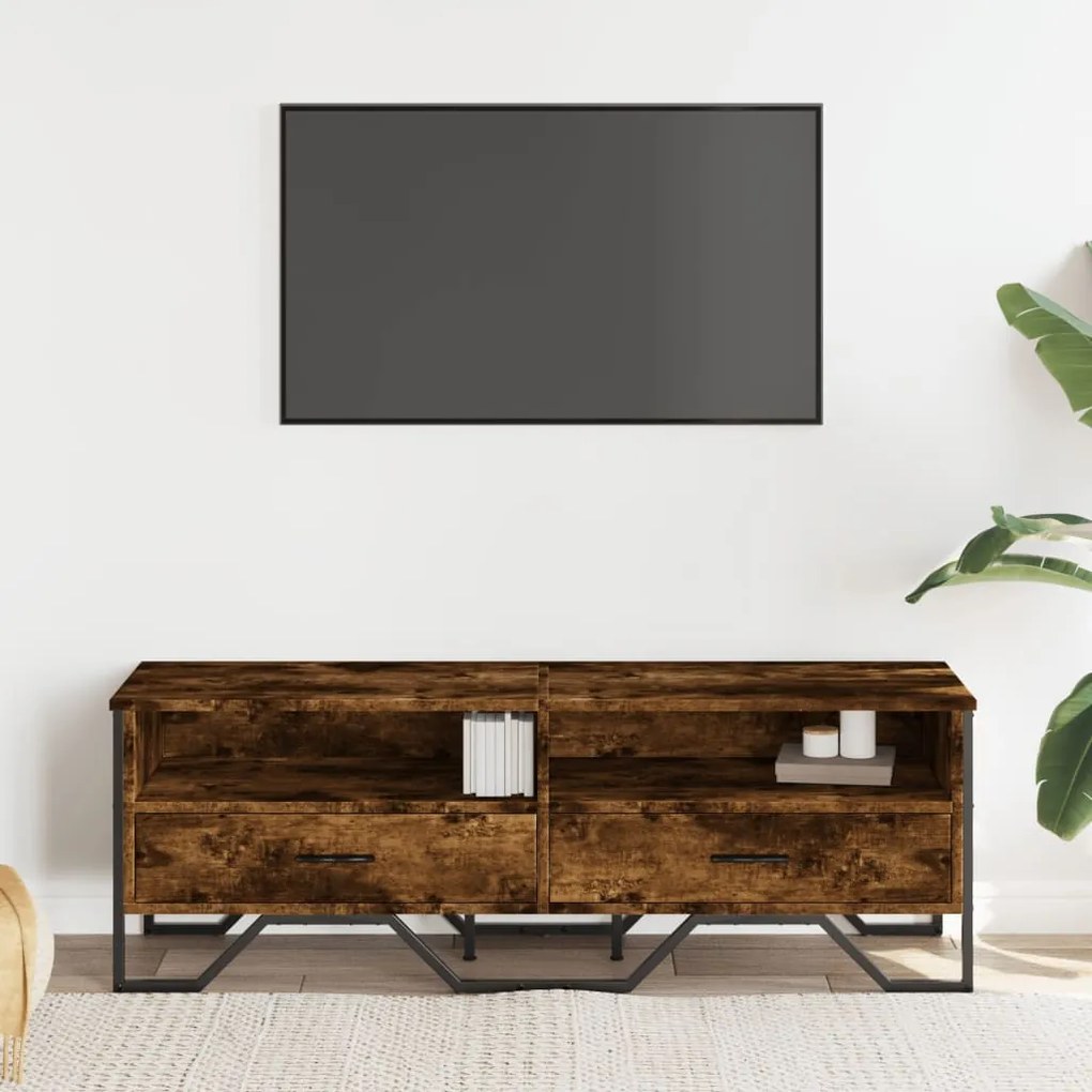 füstös tölgy színű szerelt fa TV-szekrény 122 x 34 x 41 cm
