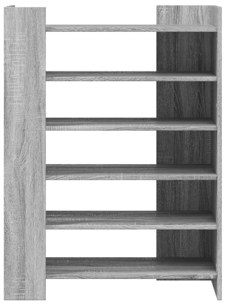 szürke sonoma színű szerelt fa cipőszekrény 74,5 x 37,5 x 100cm
