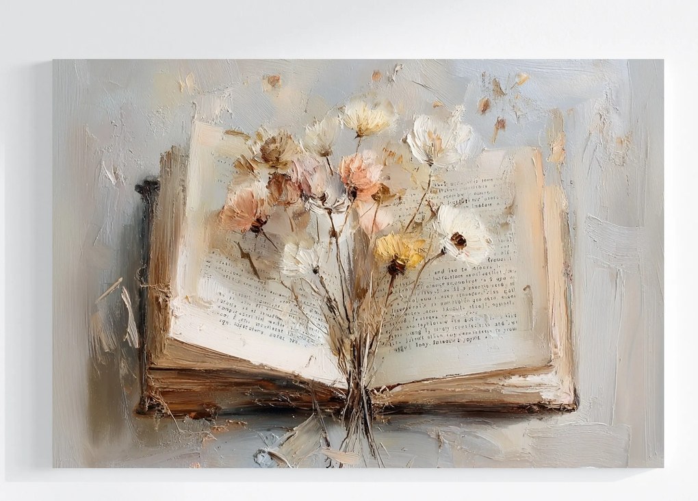 Vászonkép Canvas Dekoráció Absztrakt Könyv Szárított Virágok 60x40