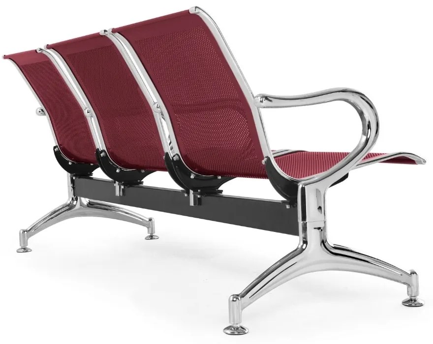 Fém pad a váróterembe REST, 3 ülés, piros