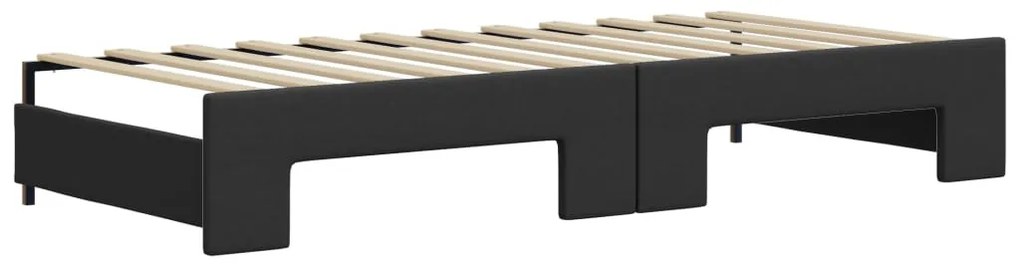 fekete kihúzható műbőr heverő 90 x 200 cm