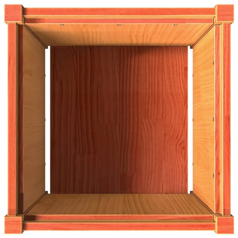 viaszbarna tömör fenyőfa kerti virágláda 50 x 50 x 50 cm