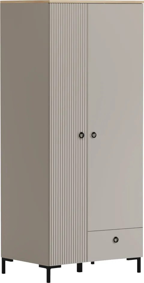 Szekrény, szürkésbarna Taupe/silverjack tölgy, DOMCA 2D1S