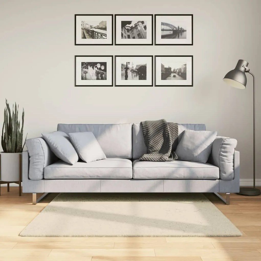 HUARTE krémszínű rövid szálú puha és mosható szőnyeg 120x120 cm