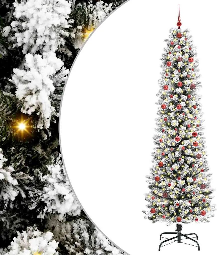 vidaXL Mű karácsonyfa 300 LED-del Fehér 240 cm PVC és Fém és Műanyag