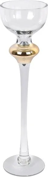 Gyertyatartó Üveg Kehely 50cm Arany Színtelen 1 Gyertyához Tealight