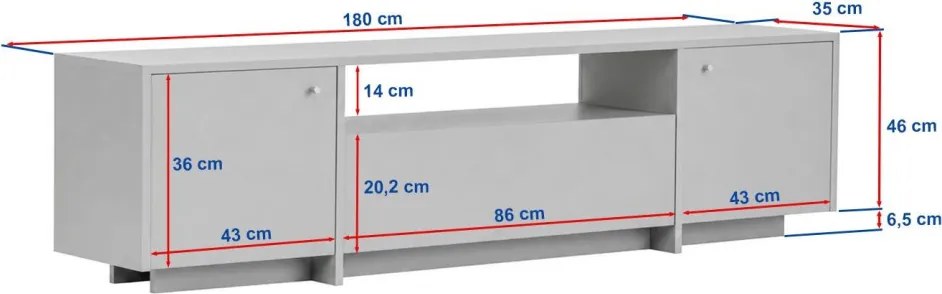 Alvar TV-állvány, travertin-milánói dió, 180 cm