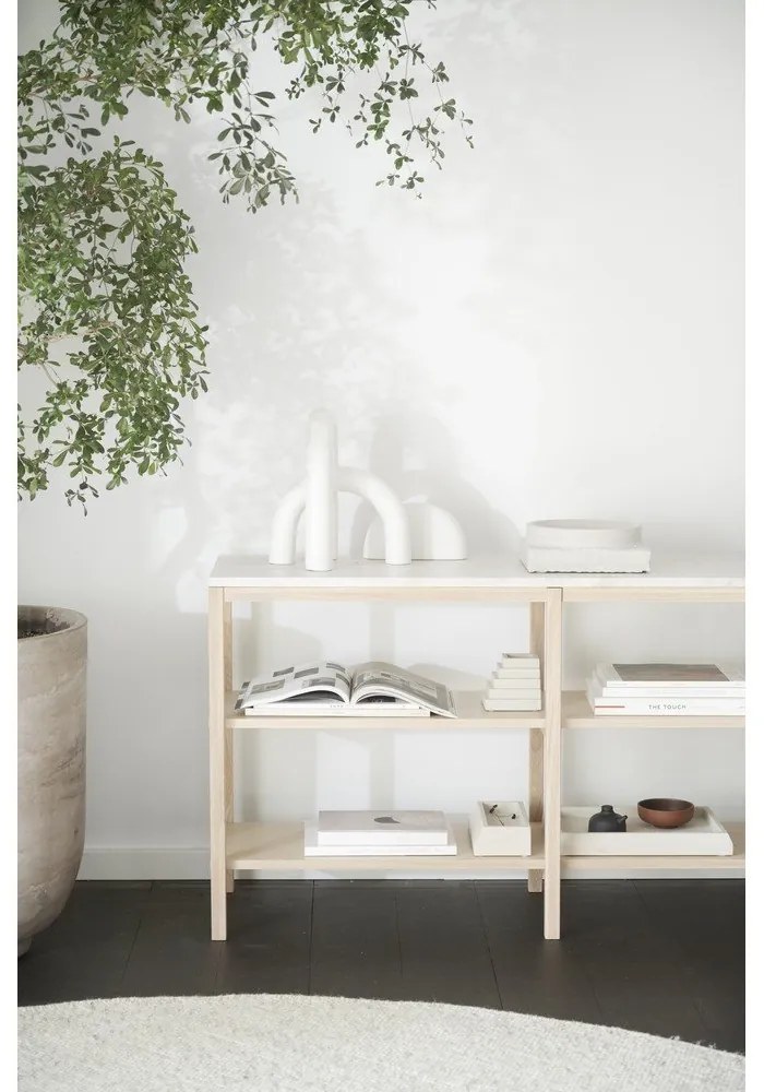 Barna-bézs konzolasztal kő asztallappal 140x40 cm Orwel - Rowico