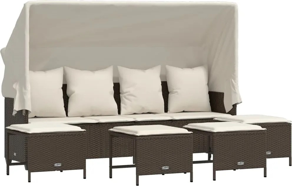 vidaXL 5 részes barna polyrattan kerti ülőgarnitúra párnával