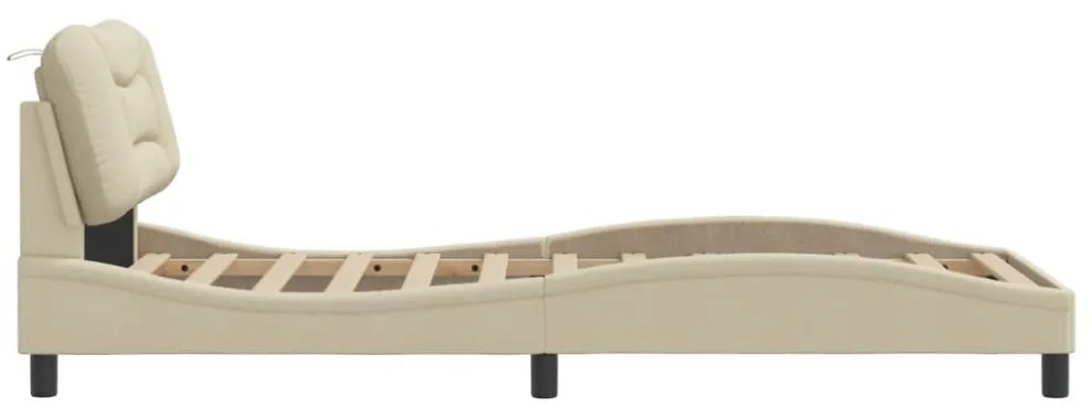 krém szövet ágykeret LED-ekkel matrac nélkül 90x190 cm