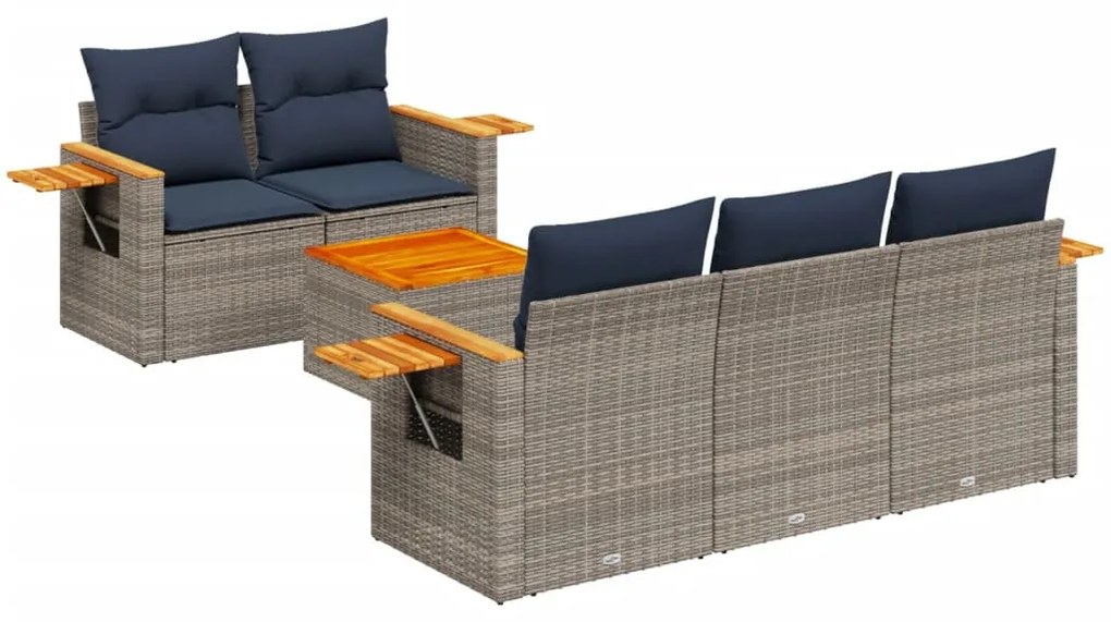 6 részes szürke polyrattan kerti ülőgarnitúra párnával