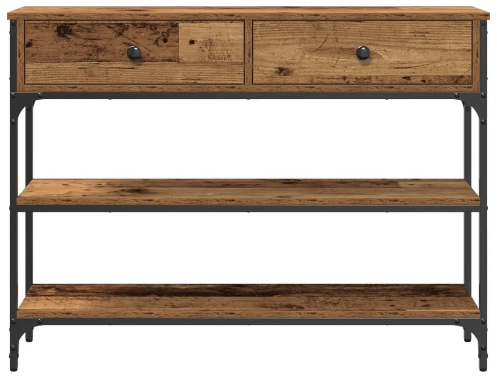 Konzol Asztal Régi Fa 100x25x75 cm Mérnöki Fa és Acél