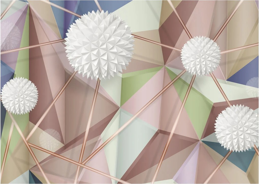 Kép - 3D absztrakció pasztell színekben (üvegen) (70x50 cm)