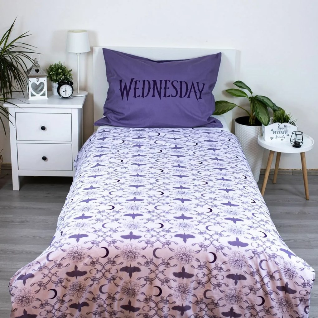 Jerry Fabrics pamut ágynemét Wednesday Purple, 140x 200 cm, 70 x 90 cm