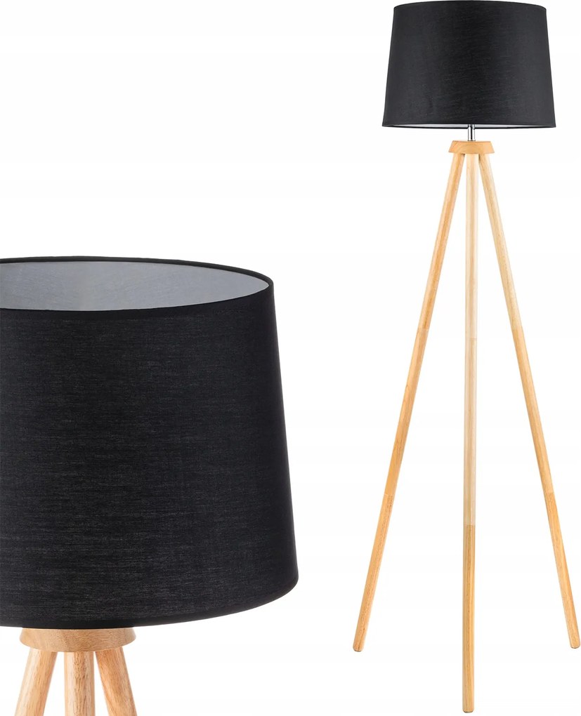 LED-es állólámpa E27 150cm Háromlábú Lámpabúra Fekete Nappali szoba