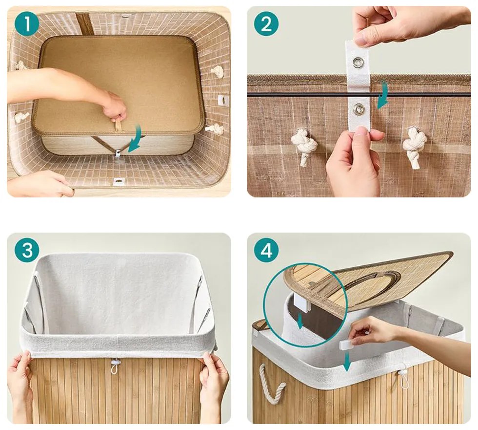 Bambusz szennyestartó kivehető hálóval