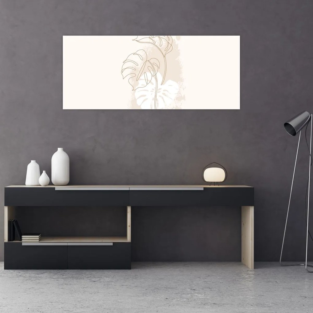 Kép - Line art monstera N⁰1 (120x50 cm)