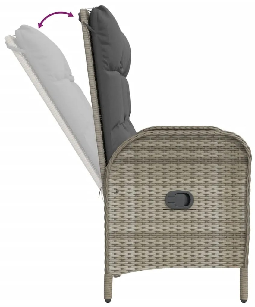 vidaXL 2 részes szürke polyrattan kerti étkezőgarnitúra párnákkal