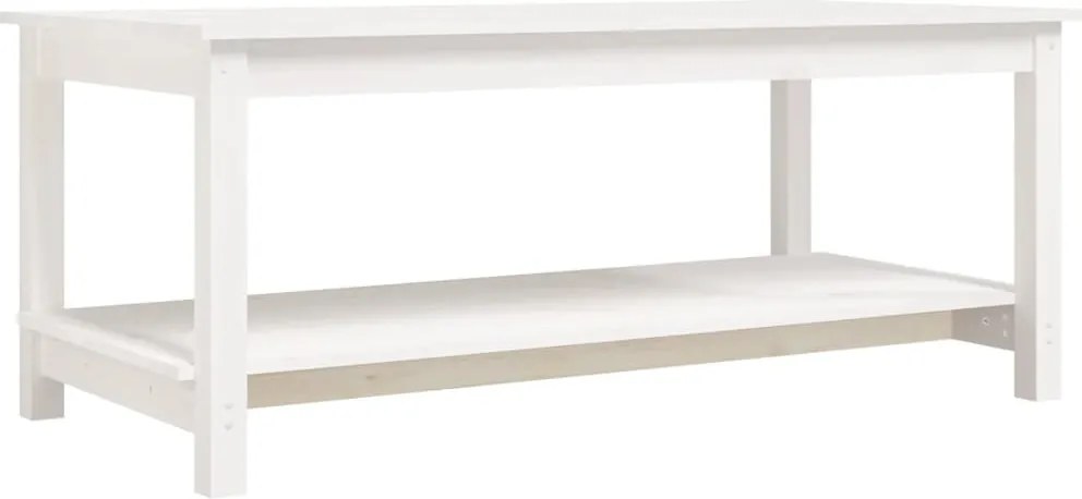vidaXL fehér tömör fenyőfa dohányzóasztal 110 x 55 x 45 cm