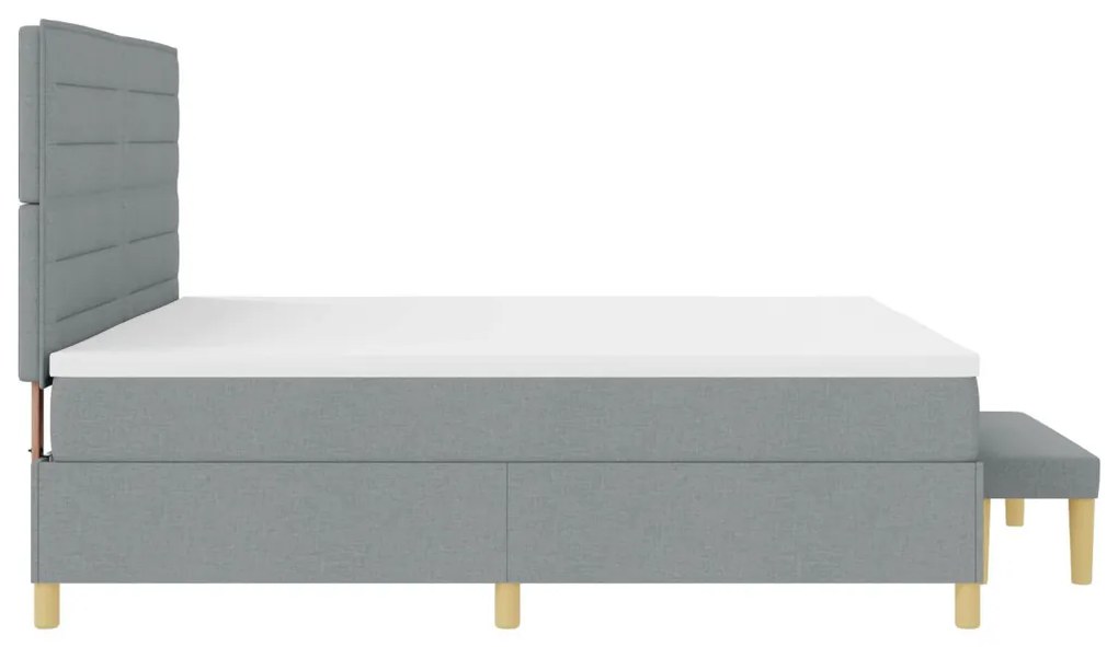 Boxspring Ágy Matracokkal és Pad Light Grey 200x200 cm Szövet