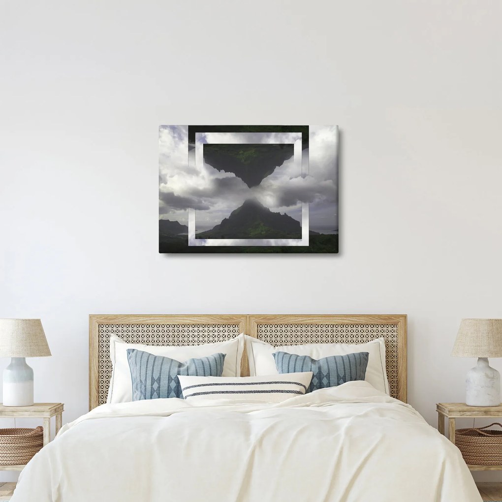 Kép - Hegyek Izlandon, geometrikus kollázs (70x50 cm)