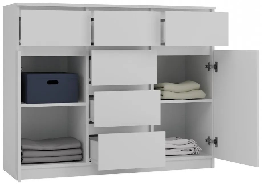 2D6S fiókos szekrény, 120x100x40 cm, fehér