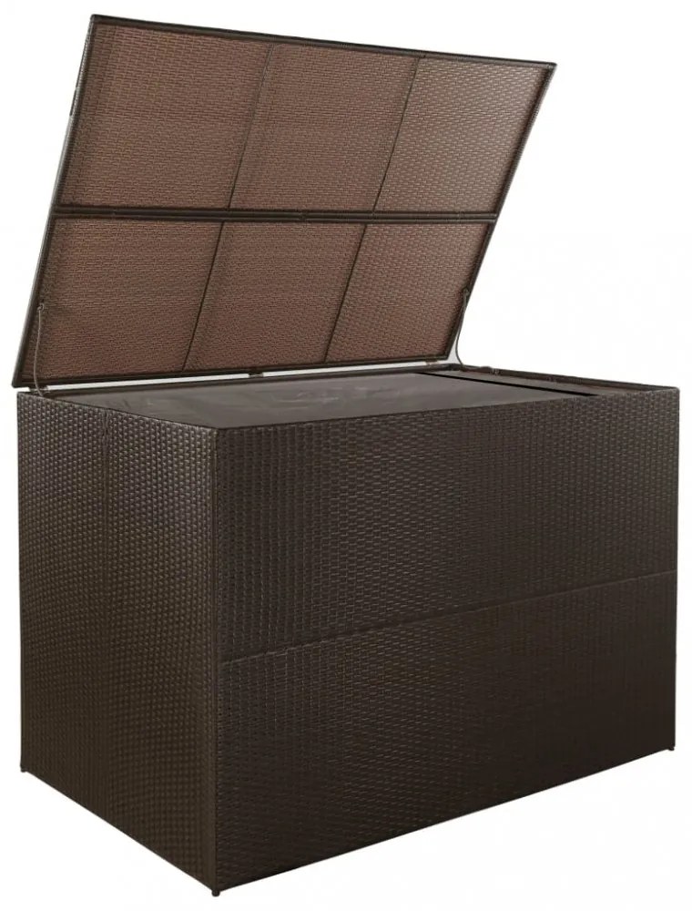 barna polyrattan kerti tárolóláda 150 x 100 x 100 cm