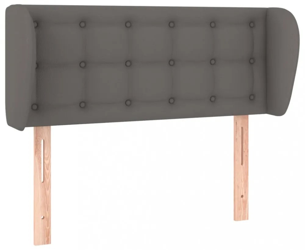 szürke műbőr szárnyas fejtámla szárnyakkal 93x23x78/88 cm