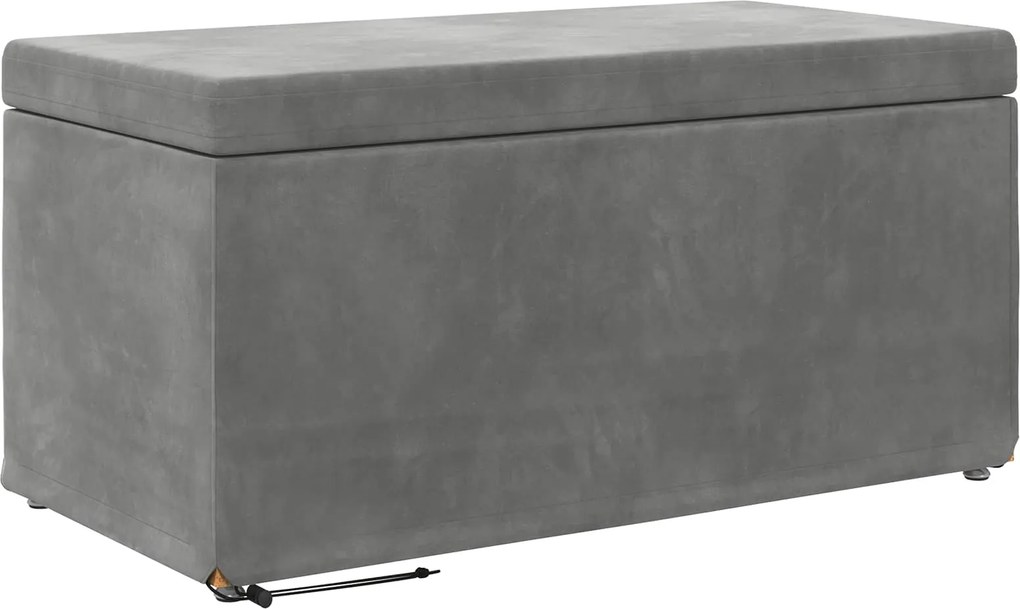 vidaXL Zsámoly Sötétszürke 81 x 41 x 40 cm Bársony és Műanyag Fa
