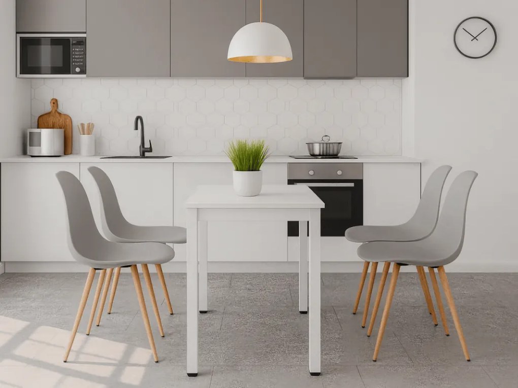 Fehér étkezőasztal fehér asztallappal, TESSA 120x60 cm