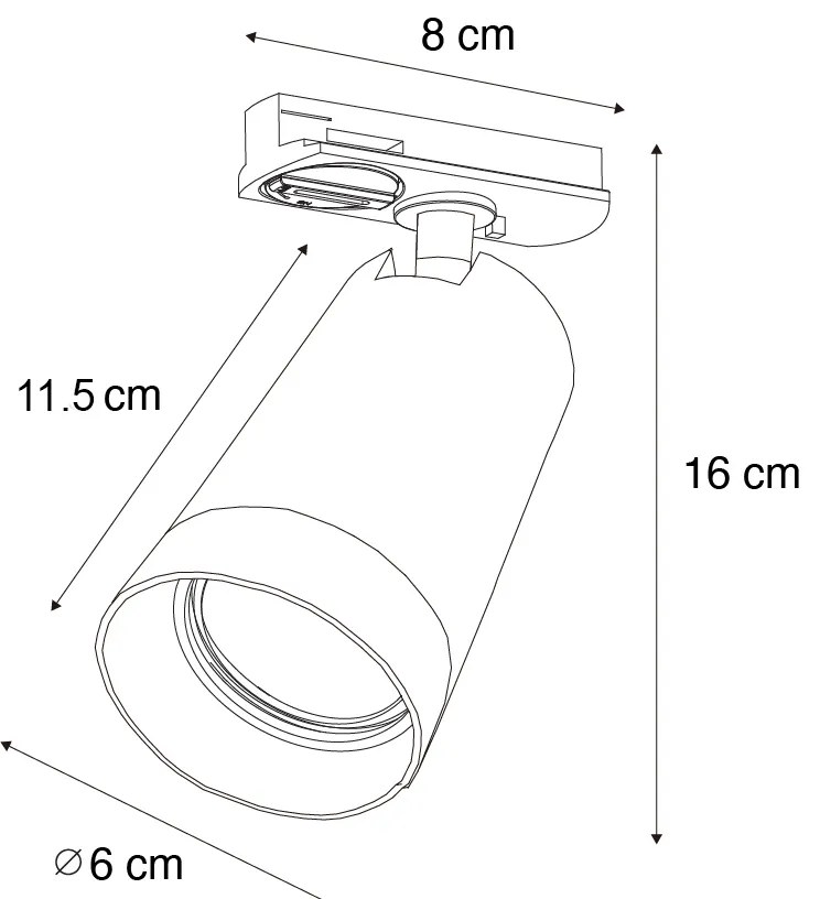 Modern spotlámpa füstös gyűrűvel 1 fázisú sínrendszerhez GU10 50mm - Iconic Jeana