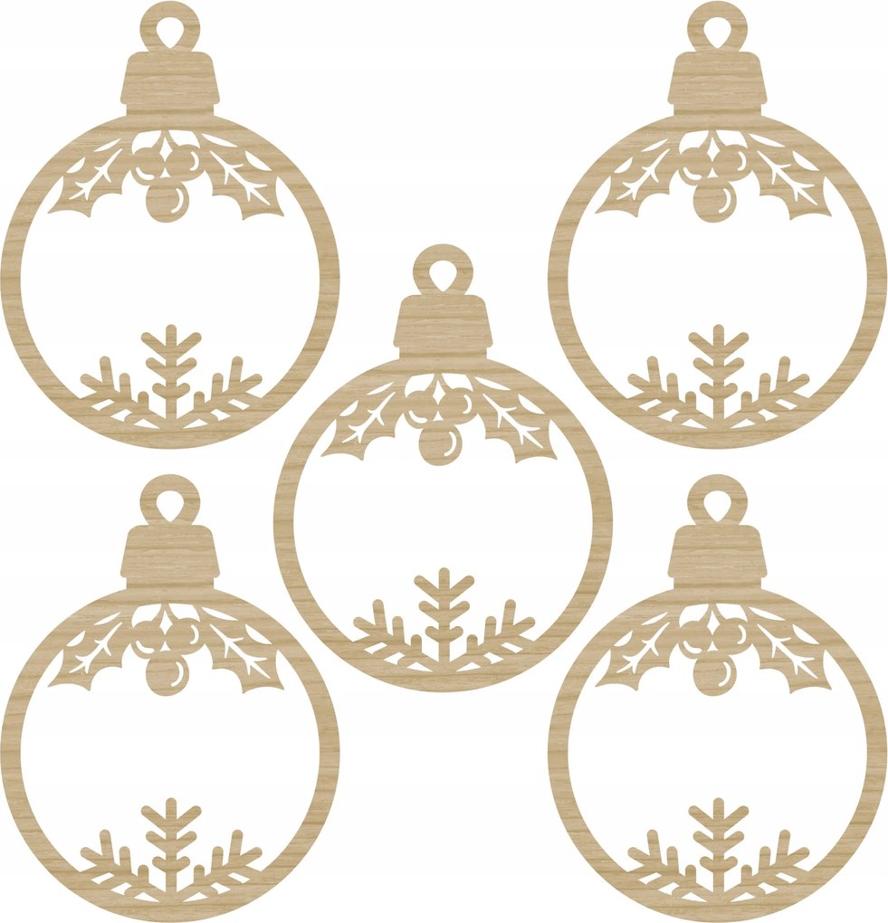 Karácsonyfa gömbök 5 db-os decopupage dekoráció szett Fagyöngy