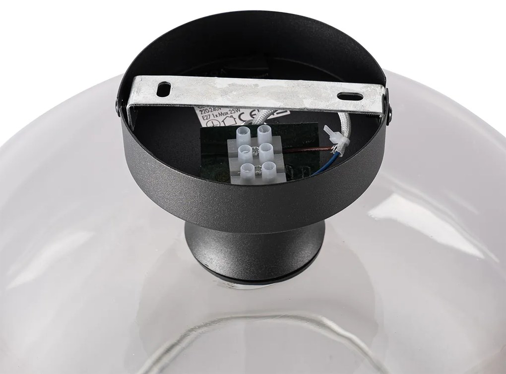 Art Deco mennyezeti lámpa fekete füstüveggel - Bizle