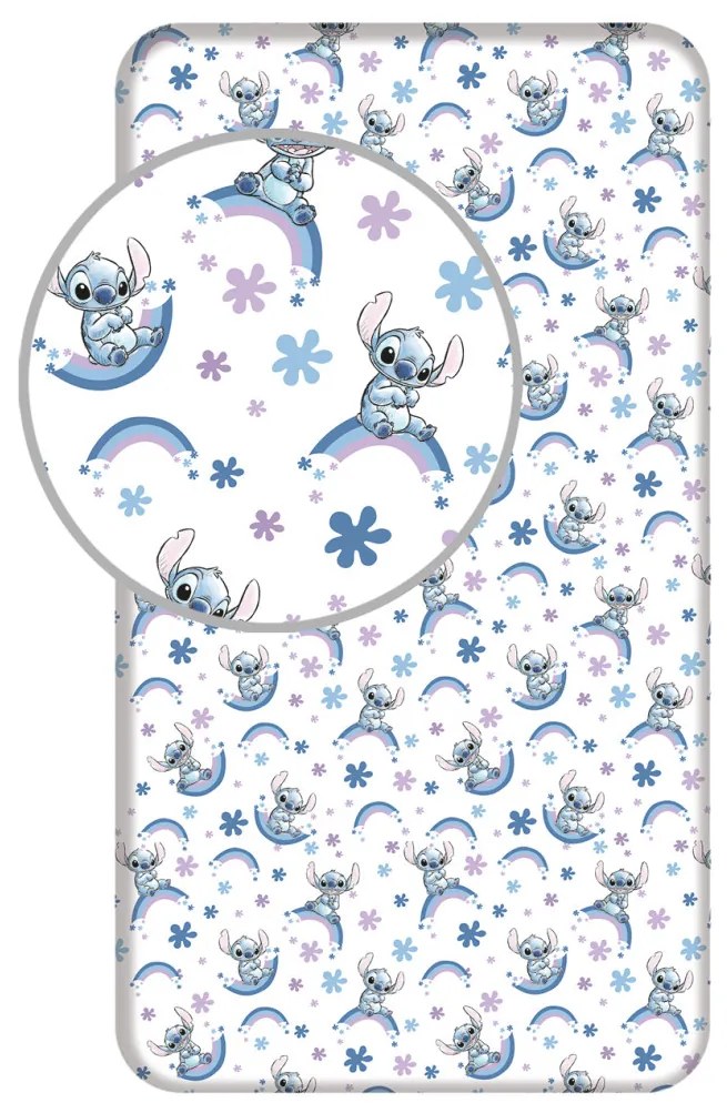 Disney Lilo és Stitch, A csillagkutya Rainbow gumis lepedő 90x200 cm