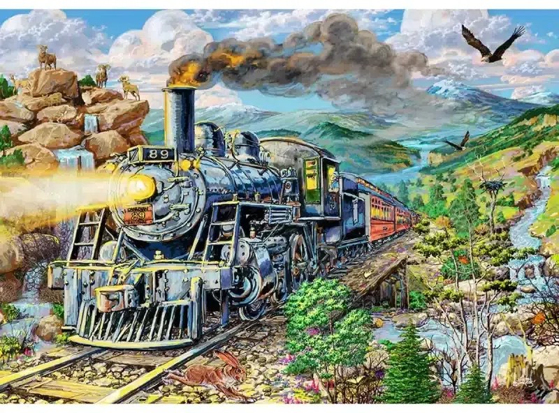 Gőzmozdony fa puzzle
