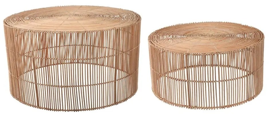 Natúr színű rattan kerek dohányzóasztal szett 2 db-os ø 66 cm Elmima – Kave Home
