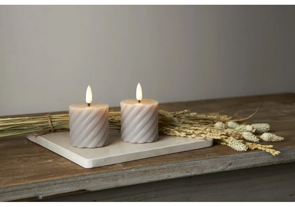 Flamme Swirl Antique 2 db szürke LED viaszgyertya, magasság 7,5 cm - Star Trading