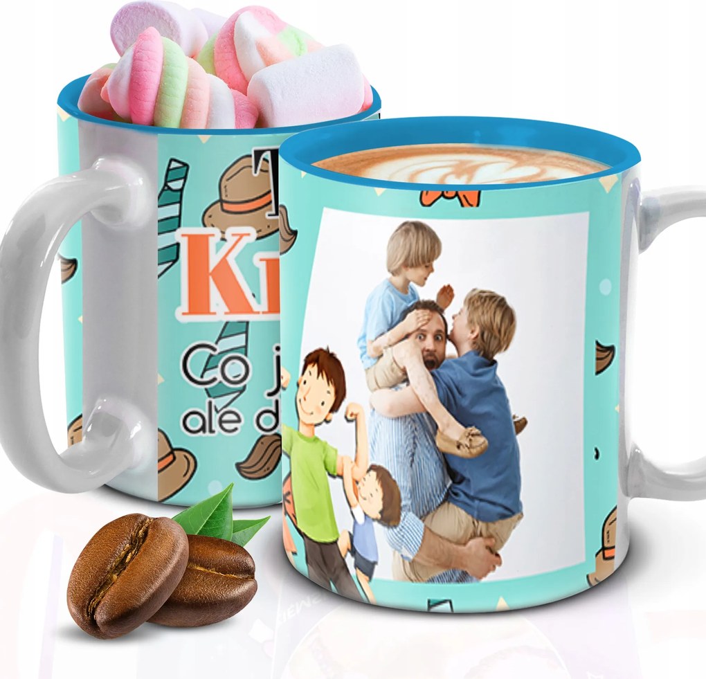 Bögre Kék Belső 300ml Saját Fotó Ajándék Apukának Kreátor