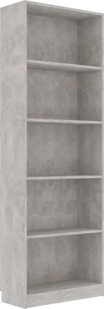 vidaXL 5-szintes betonszürke szerelt fa könyvszekrény 60 x 24 x 175 cm