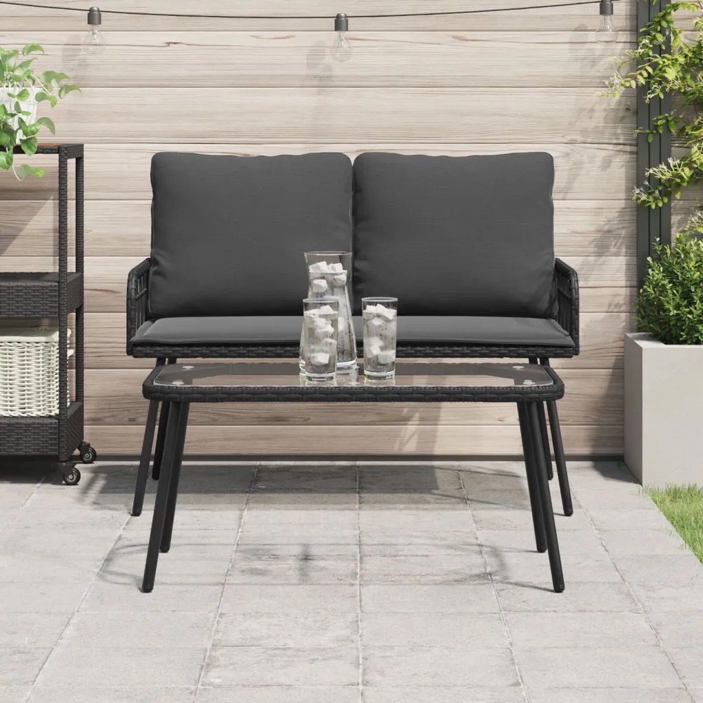 Fekete Dohányzóasztal 90x45x42 cm Polirattan