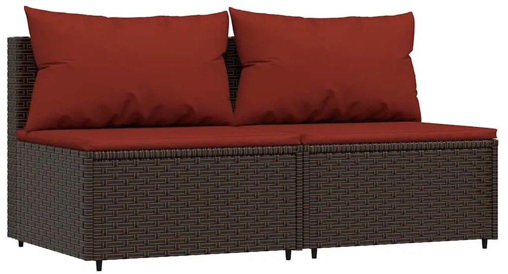 3 részes barna polyrattan kerti ülőgarnitúra párnával