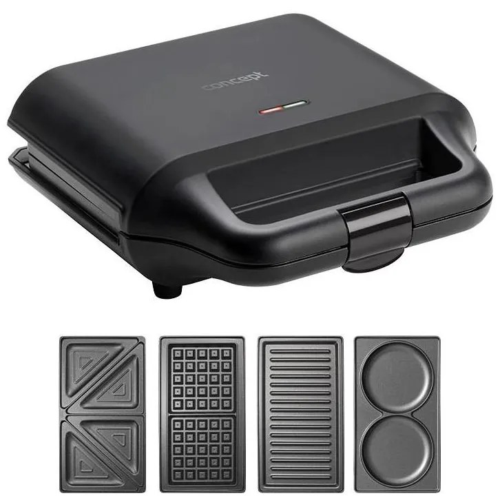 Concept SV3055 - Szendvics készítő 4in1 700W/230V fekete