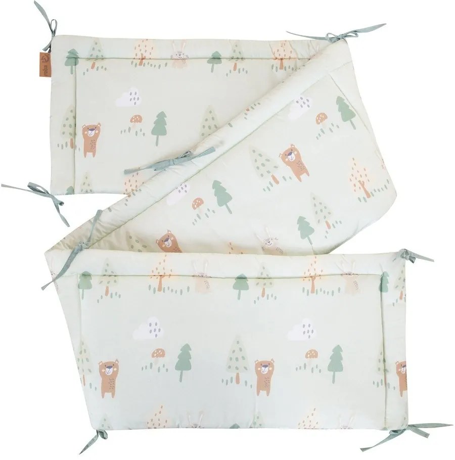Világoszöld pamut rácsvédő 170 cm Woodland Buddies – Roba