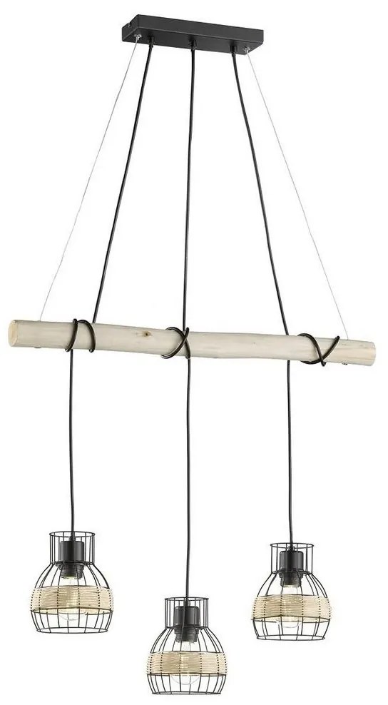 Fischer & Honsel 60798 - Csillár zsinóron STRAW 3xE27/40W/230V