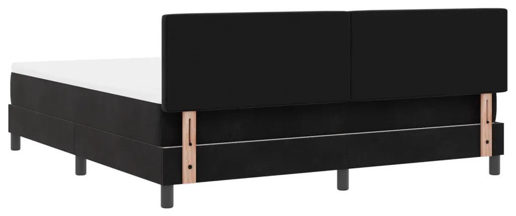 Boxspring Ágy Matracot Tartalmazó Fekete Szuper Király Bársonyos