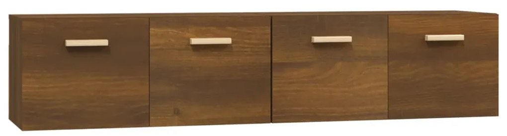 2 db barna tölgy színű szerelt fa faliszekrény 80x35x36,5 cm