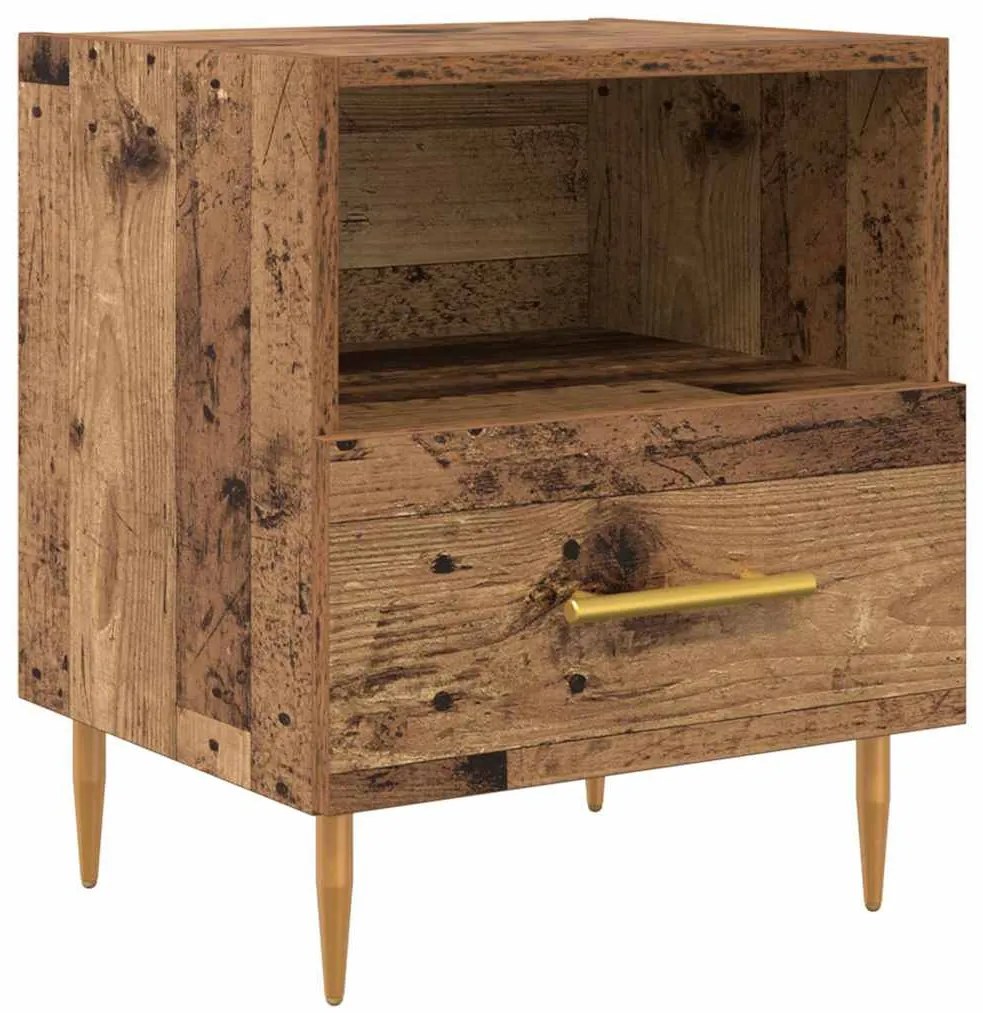 Éjjeli asztal fiókkal 2 pcs Régi fa 40 x 35 x 47.5 cm Faanyag