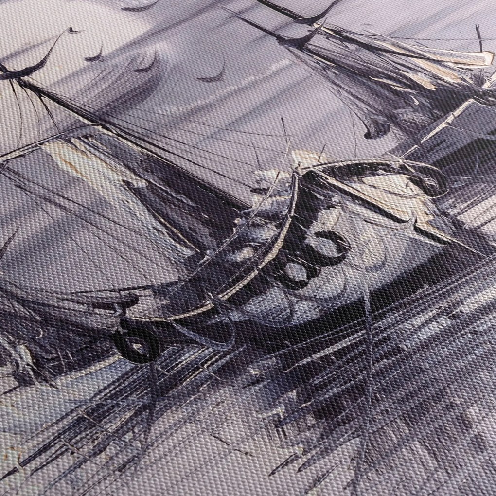 Kép - kikötő, olajfestmény (120x50 cm)
