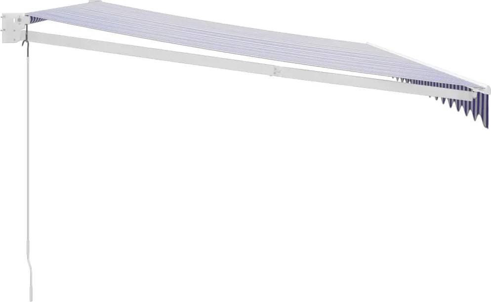 Kék és fehér szövet és alumínium behúzható napellenző 5 x 3 m
