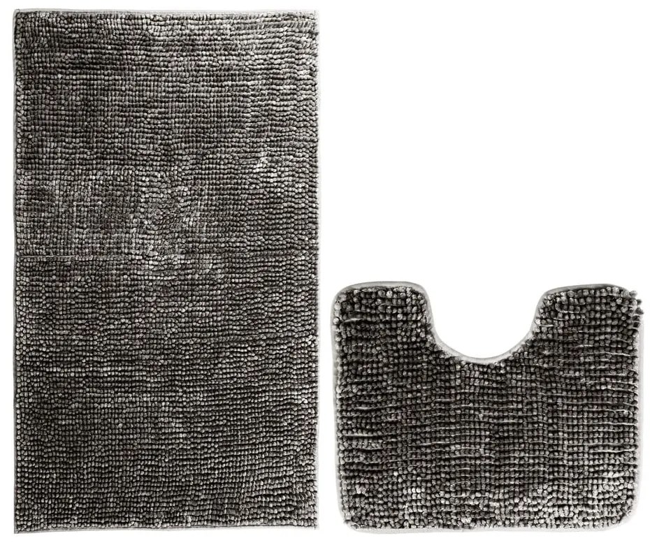 Sötétszürke fürdőszobai kilépő szett 2 db-os WC-hez 80x50 cm Bati – Restilo